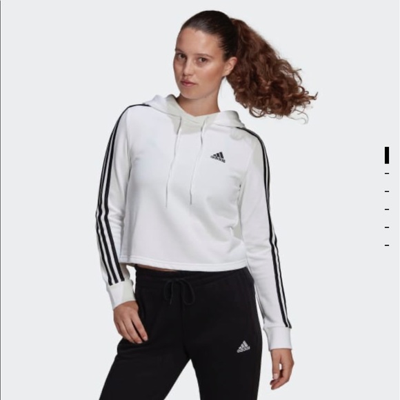 Adidas ESSENTIALS 3-STRIPES CROPPED HOODIE - Picture 1 of 6